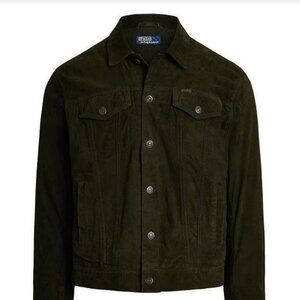 Polo Ralph Lauren Suede Trucker Jacket Men’s Medium NWT Olive Green